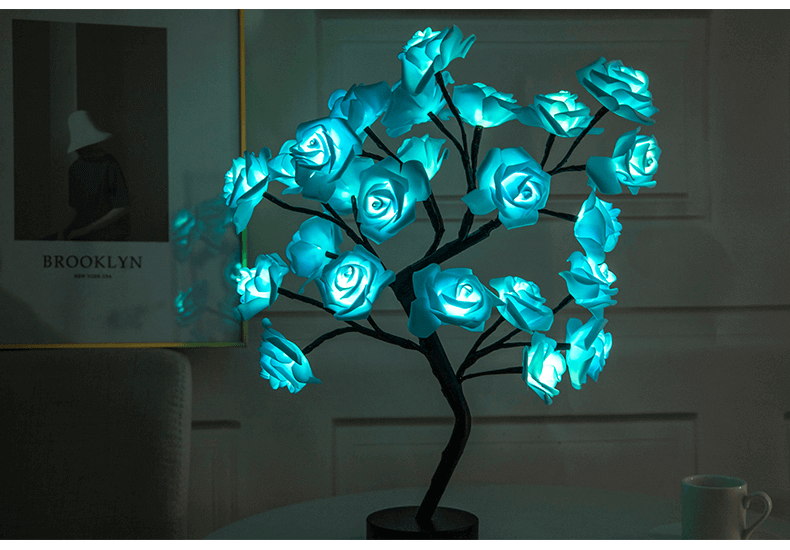 Rosen-Blumen-Lampe, USB, batteriebetrieben, LED-Tischlampe, Bonsai-Baum, Nachtlichter, Girlande, Schlafzimmer, Dekoration, Lichter, Heimdekoration