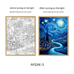 Van Gogh Famous Starry Sky Line Living Room Lighting Painting