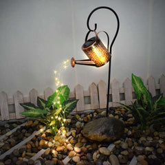 Verzauberte Gießkanne Outdoor Solar Gießkanne Ornament Lampe Garten Kunst Licht Dekoration Hohl-out Eisen Dusche LED Lichter