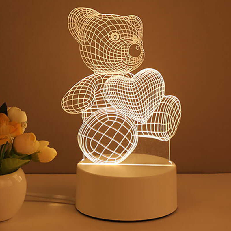 Lampe 3D en acrylique USB LED, veilleuse en forme de néon, décoration de maison pour noël, décoration de chambre, cadeaux de saint valentin