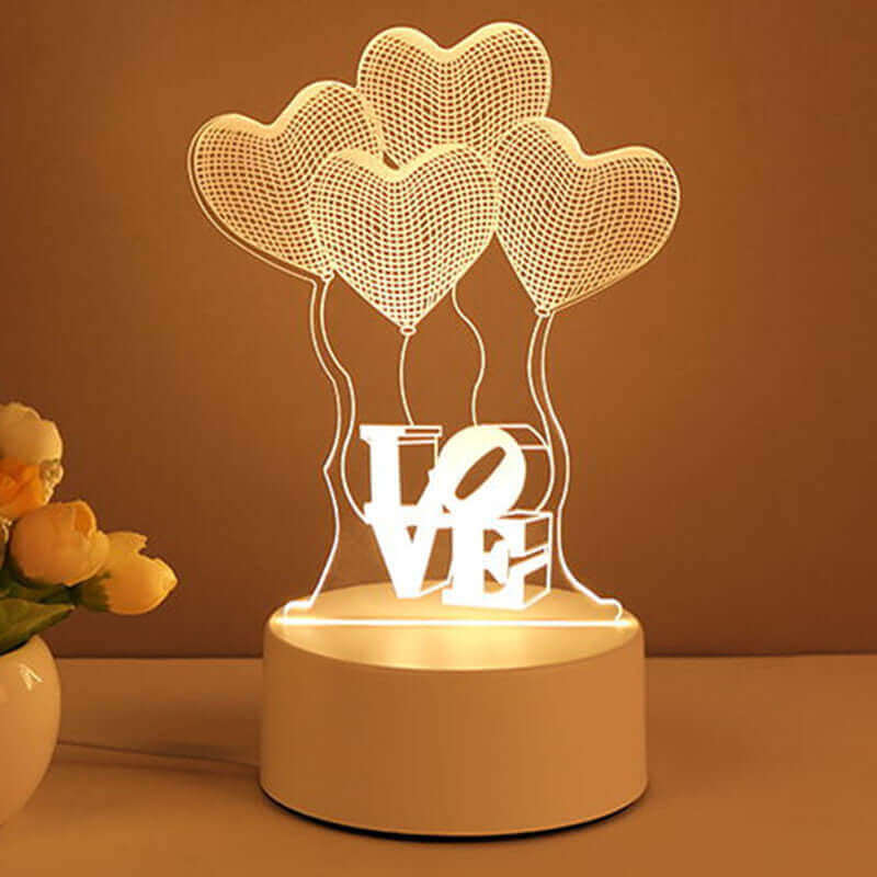 3D Lampe Acryl USB LED Nachtlichter Neonschild Lampe Weihnachten Home Dekorationen für Raumdekoration Valentinstag Geschenke