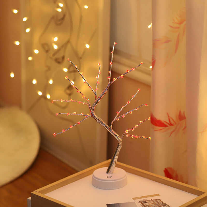 Lampe LED USB en forme d'arbre à feu en fil de cuivre, veilleuse