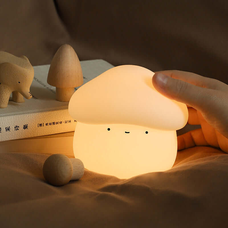 UNew Champignon Petite Lampe de Nuit Mignon Silicone Minuterie de Sommeil Veilleuse Chevet Intéressant Charge Ambiance Lumière Chambre Décor Décor À La Maison