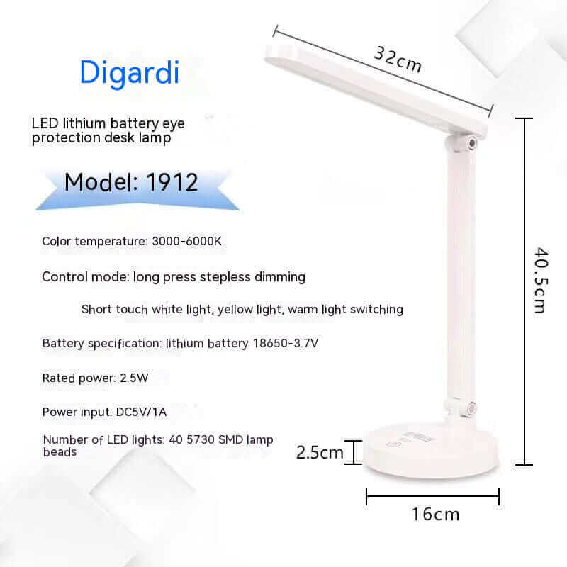 Lampe de table pliante à double usage, charge et branchement, pour étudiant, dortoir d'étude