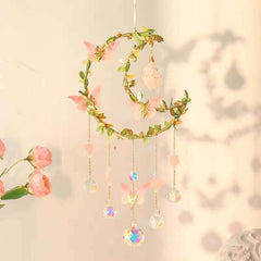 Sun Catcher Winding Leaf Flower Butterfly Leaves Moon Natural Crystal Pendant