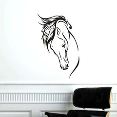 Autocollant mural tête de cheval, salon, chambre à coucher, Art