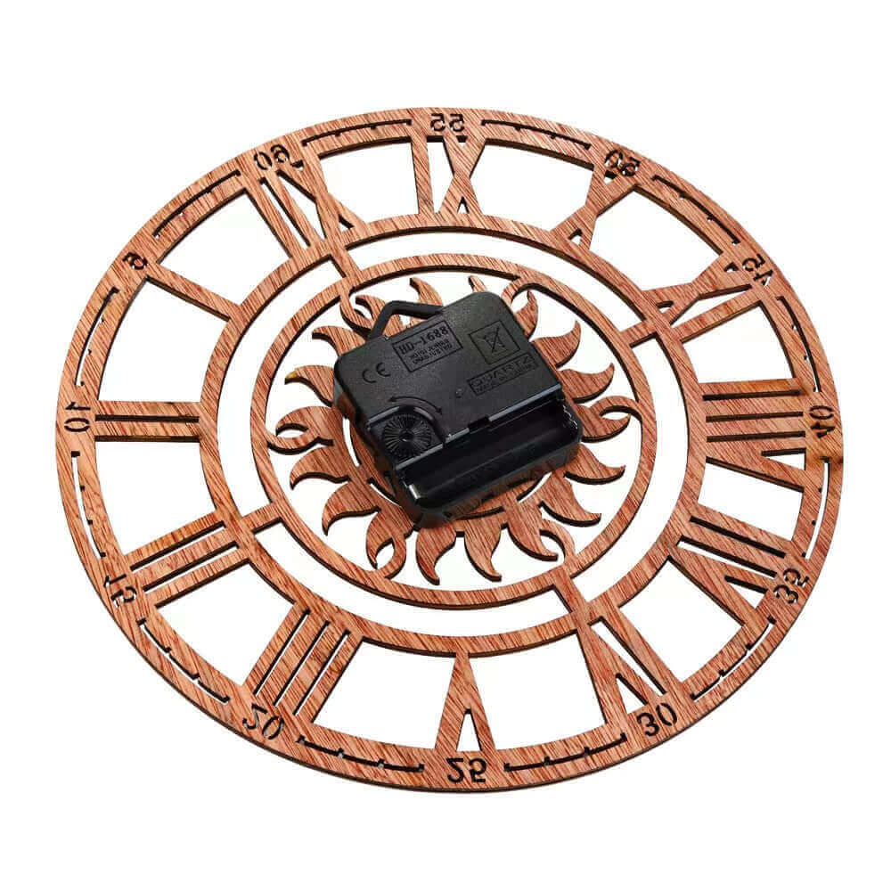 Round Sun Roman Digital Creative Wooden Tree Wall Clock