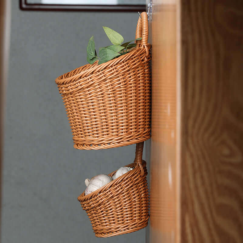 Japanese Style Plastic Wicker Storage Baskets for Organizing