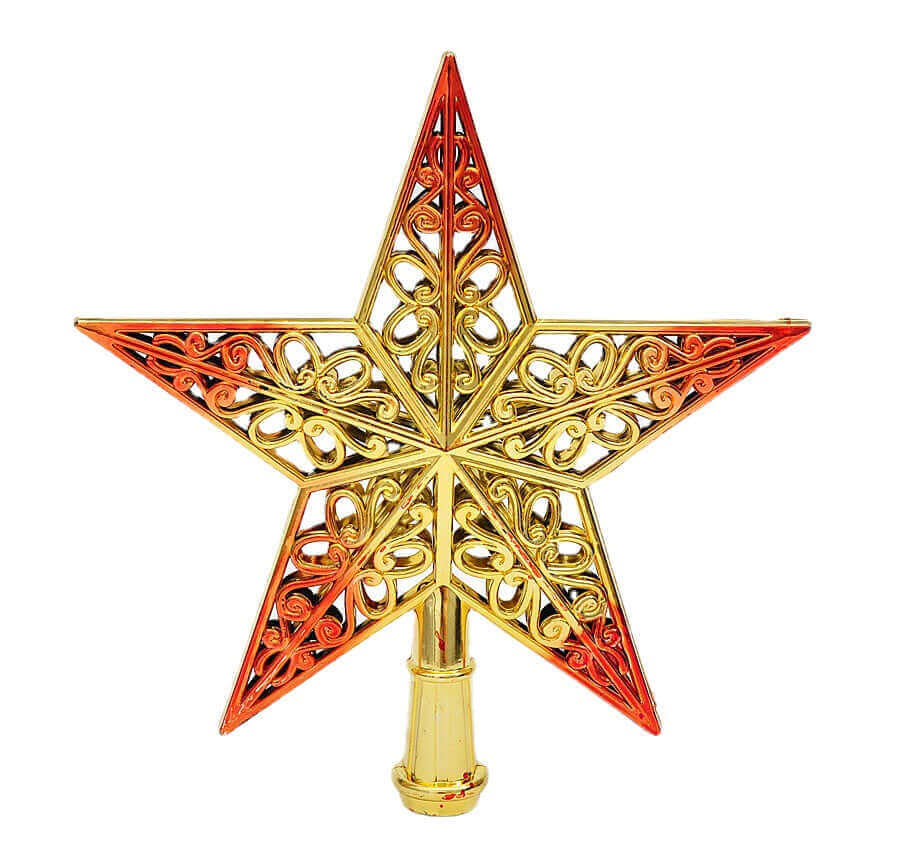 Gold Plating Three-dimensional Hollow Plastic Christmas Tree Decorations Top Star