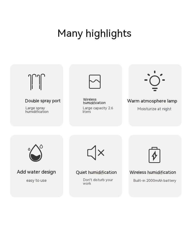 Doppelsprüh-Luftbefeuchter mit großer Kapazität, 26 l, stimmungsvoll, leicht, kommerziell, tragbar, Wasserersatz