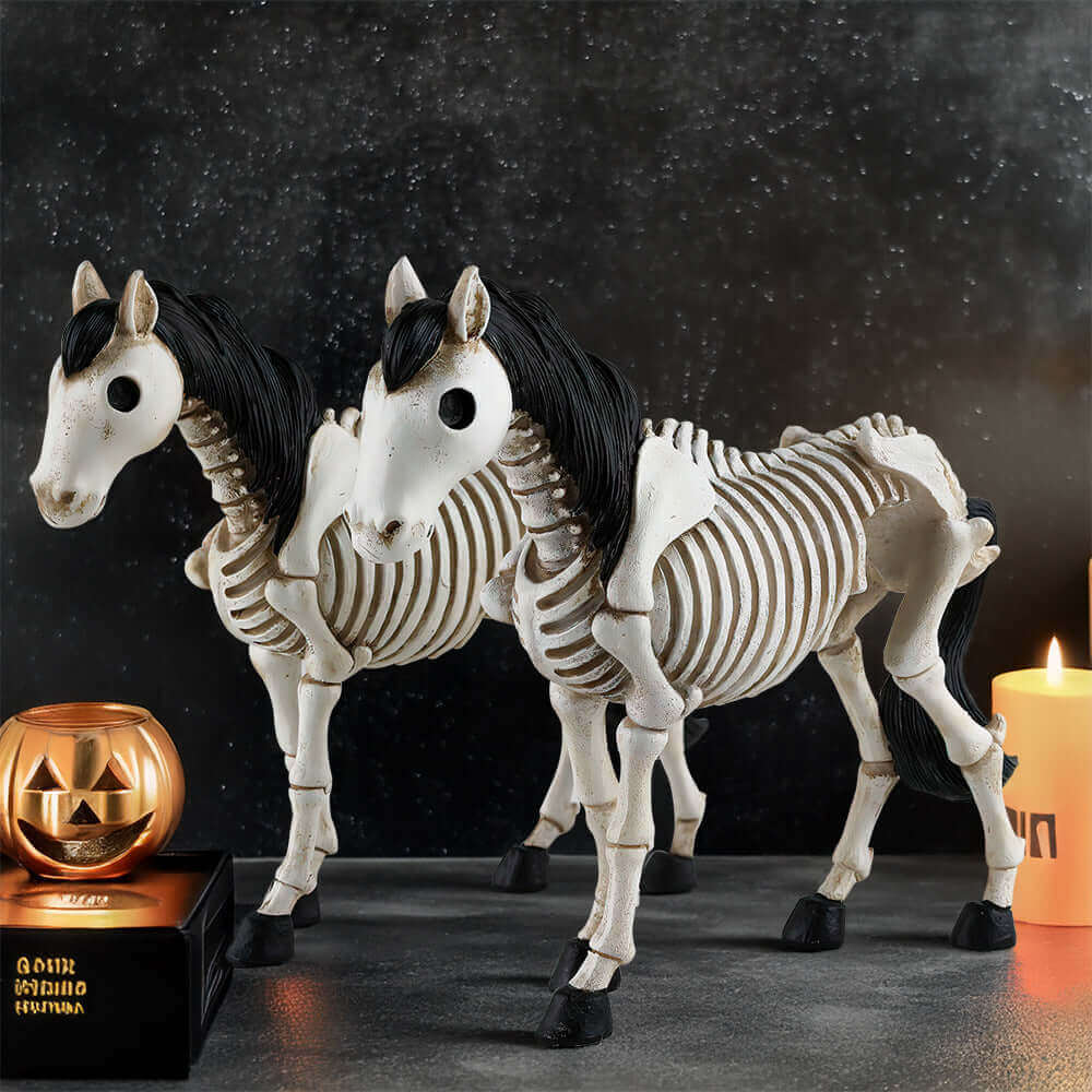 Décorations en résine pour Halloween en forme de squelette, crâne et cheval