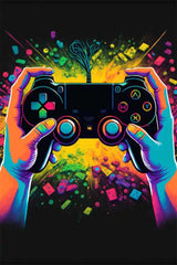 Buntes Neon-Gamer-Controller-Leinwandposter