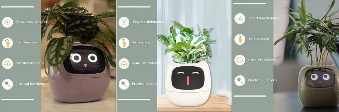 Smart Planter Endloser Spaß Über 49 ausdrucksstarke Ausdrücke 7 intelligente Sensoren und KI-Chips machen das Pflanzenaufziehen einfach und unterhaltsam