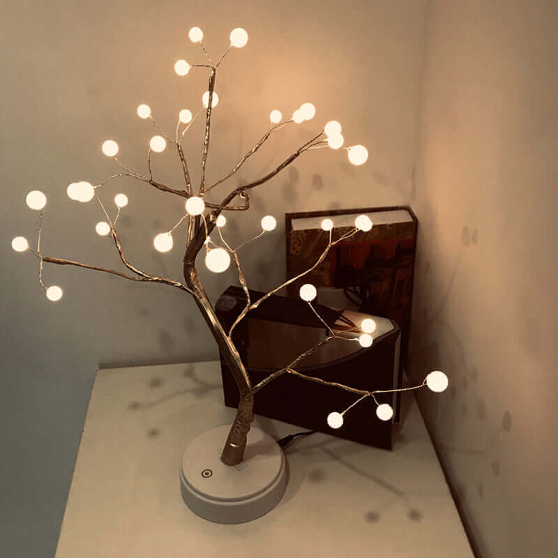 Lampe LED USB en forme d'arbre à feu en fil de cuivre, veilleuse