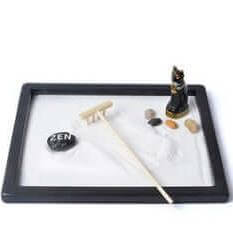 Traditional Japanese Miniature Bamboo Zen Garden Tray for Meditation and Decor