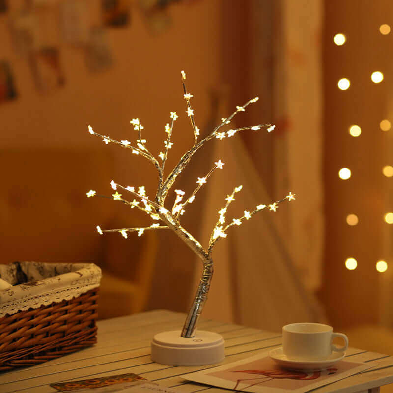 Lampe LED USB en forme d'arbre à feu en fil de cuivre, veilleuse