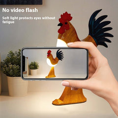 LED Rooster Night Light Touch With Sound Rechargeable Bedroom Bedside Lamp Dimmable Car Ambience Aroma Carrying Lamp Home Decor