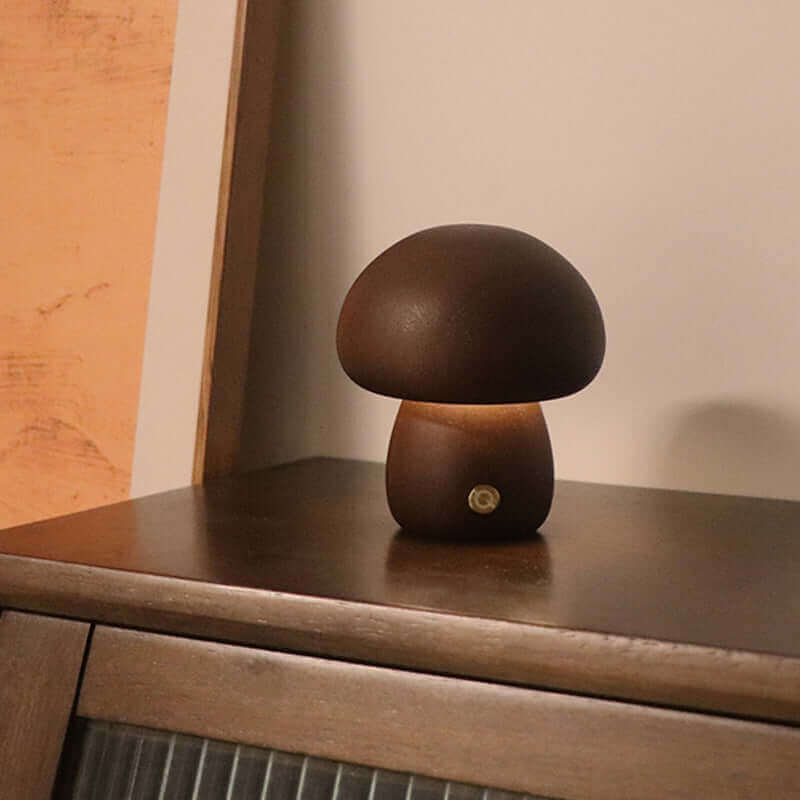 INS en bois mignon champignon LED veilleuse avec interrupteur tactile lampe de Table de chevet pour chambre chambre d'enfants dormir lampes de nuit décor à la maison