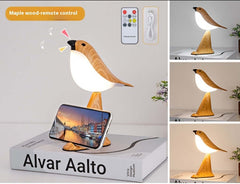 Kreative Elster-Tischlampe mit Sound und USB-Aufladung