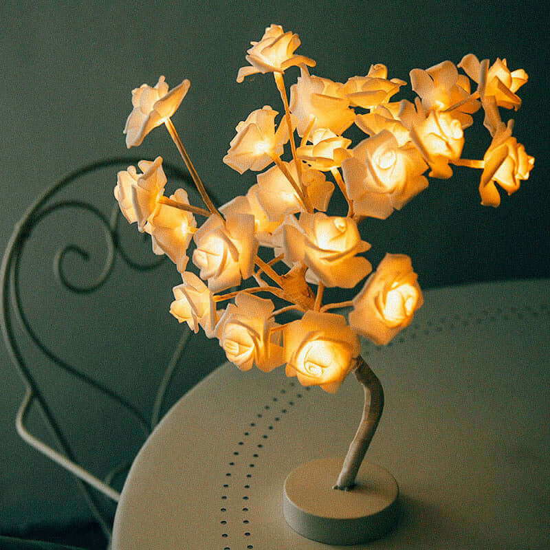 Rosen-Blumen-Lampe, USB, batteriebetrieben, LED-Tischlampe, Bonsai-Baum, Nachtlichter, Girlande, Schlafzimmer, Dekoration, Lichter, Heimdekoration