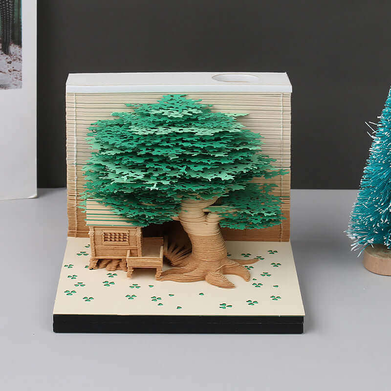 Tree House Panoramique Notes 3D Sculpture sur papier Calendrier créatif Décoration