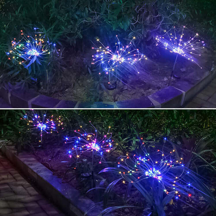 Nouvelle prise de terre feu d'artifice solaire éclairage LED chaîne fil de cuivre décoration de jardin extérieur étoiles lumières lumières de noël