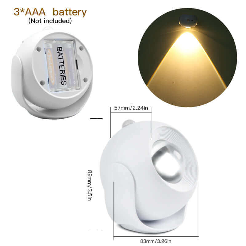 Adjustable Angle Human Sensing Light - Wireless Sunset Light for Indoor Use, Rechargeable Wall