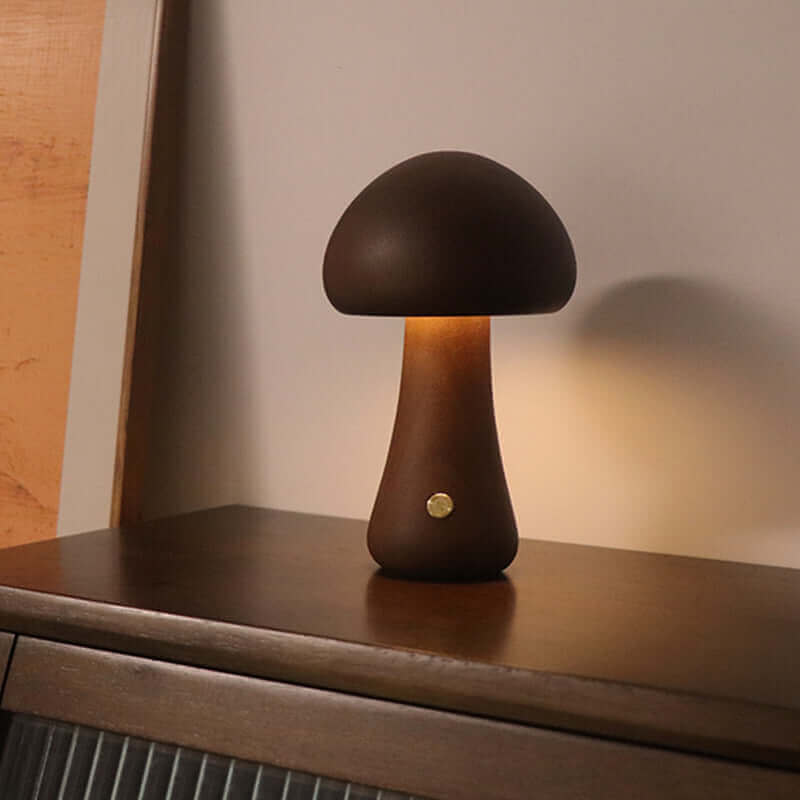 INS en bois mignon champignon LED veilleuse avec interrupteur tactile lampe de Table de chevet pour chambre chambre d'enfants dormir lampes de nuit décor à la maison