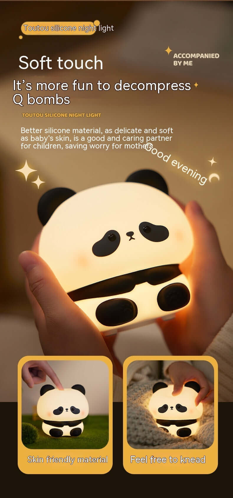 Panda LED Veilleuse Mignonne En Silicone Veilleuse USB Rechargeable Tactile Lampe De Nuit Chambre Timing Lampe Décoration Cadeau Pour Enfants Décor À La Maison