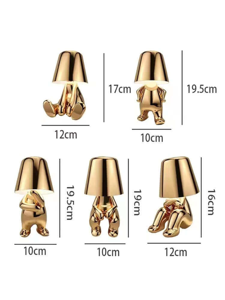 Denker, kleine goldene Statue, Schreibtischlampe, USB-Aufladung, dekorative Tischlampe, Touch-Atmosphäre