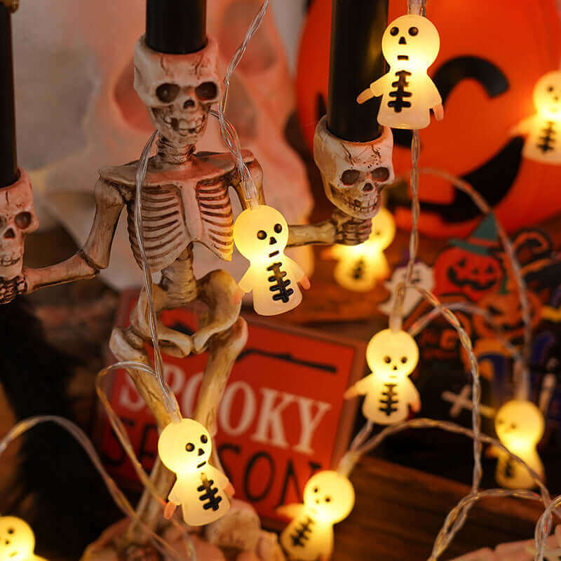 Chaîne d'éclairage d'Halloween en PVC souple, lampe de modélisation de chauve-souris fantôme citrouille, décoration intérieure et extérieure de la maison