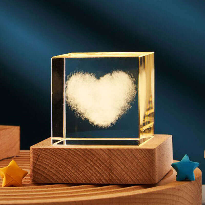 Cube en cristal Transparent 3D, décoration de bureau, petite lampe de nuit, décoration de maison pour chambre à coucher, fête d'enfants, cadeaux d'anniversaire pour enfants