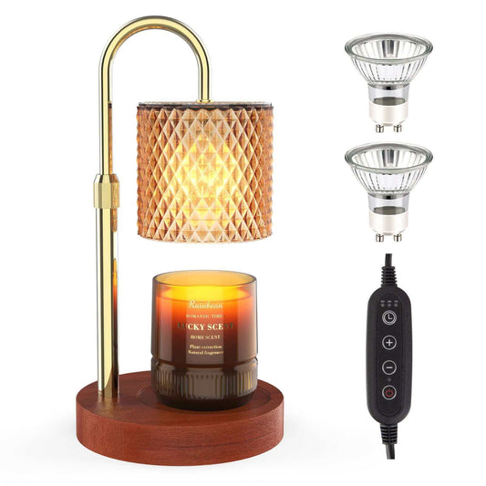 RAINBEAN Candle Warmer Lamp, Adjustable Height Electric Candle Warmer with Timer & Dimmer