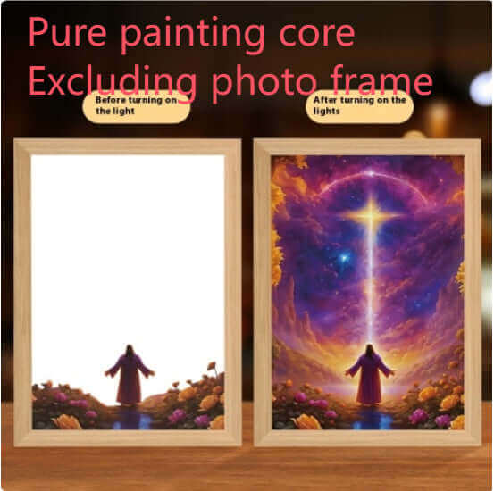 Jesus LED Light Painting Home Decoration Light Painting Photo Frame Led Night Light Room Decor Christmas Gifts Moon Lamp