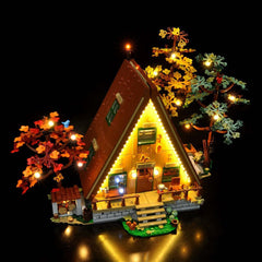 Wooden House Building Blocks Supporting LED Lights