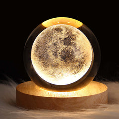 LED veilleuse galaxie boule de cristal lampe de Table 3D planète lune lampe chambre décor à la maison pour enfants fête enfants cadeaux d'anniversaire