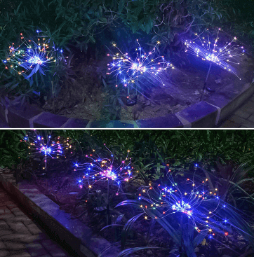 Nouvelle prise de terre feu d'artifice solaire éclairage LED chaîne fil de cuivre décoration de jardin extérieur étoiles lumières lumières de noël