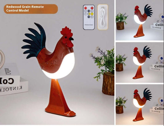 LED Rooster Night Light Touch With Sound Rechargeable Bedroom Bedside Lamp Dimmable Car Ambience Aroma Carrying Lamp Home Decor