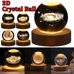 LED veilleuse galaxie boule de cristal lampe de Table 3D planète lune lampe chambre décor à la maison pour enfants fête enfants cadeaux d'anniversaire