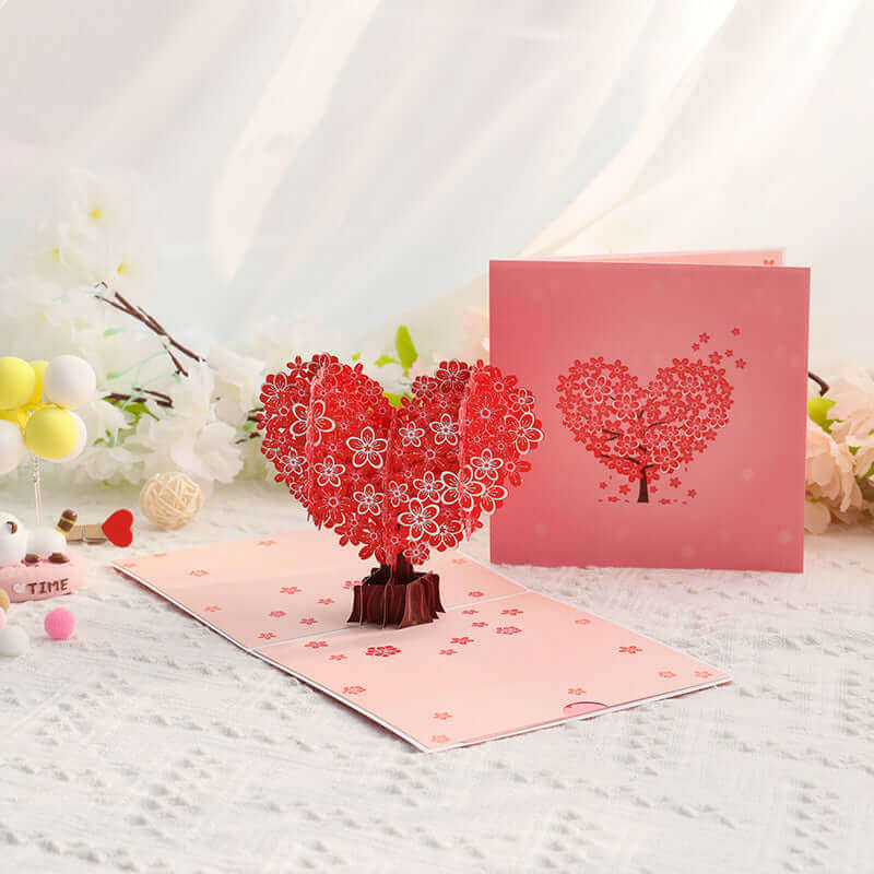 Cartes de voeux stéréoscopiques pour la Saint-Valentin Amour Papier Cerisier