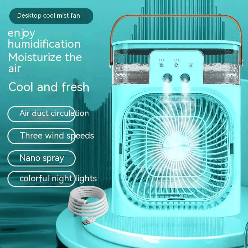 Humidificateur d'air 3 en 1, nouvelle Version de charge, ventilateur de refroidissement, veilleuse LED, Humidification par brouillard d'eau, ventilateur électrique par pulvérisation