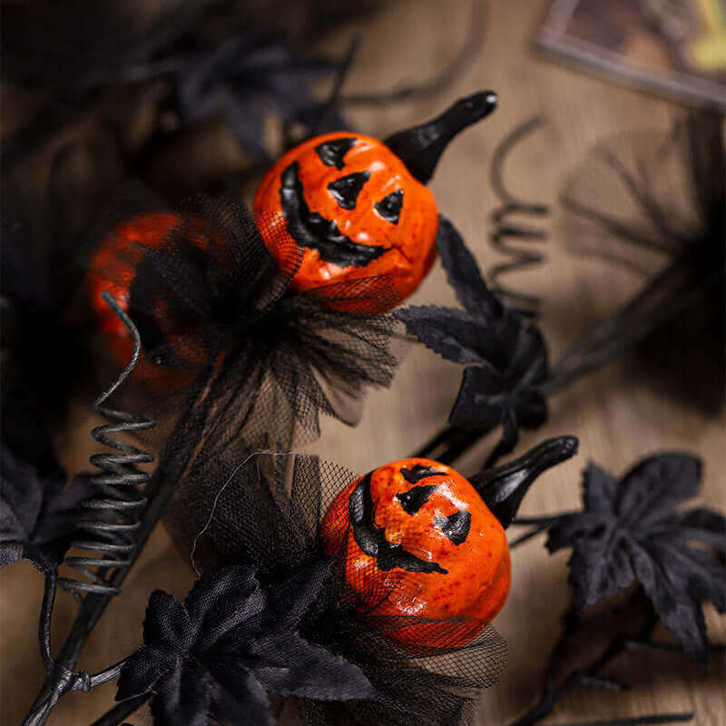 Décorations d'Halloween Bouquet de brindilles de citrouille d'horreur noire