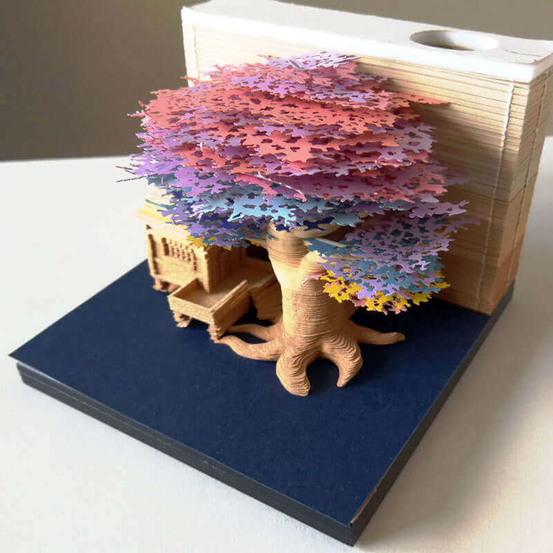 Tree House Panoramic 3D Notes Paper Carving Creative Calendar Decoration