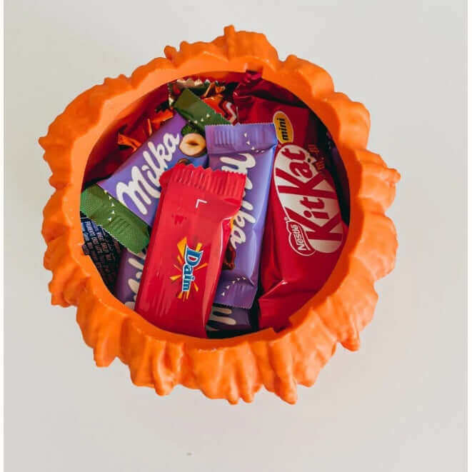 Melting Halloween Pumpkin Candy Bowl Resin Handicraft for Festive Decor and Treats Display