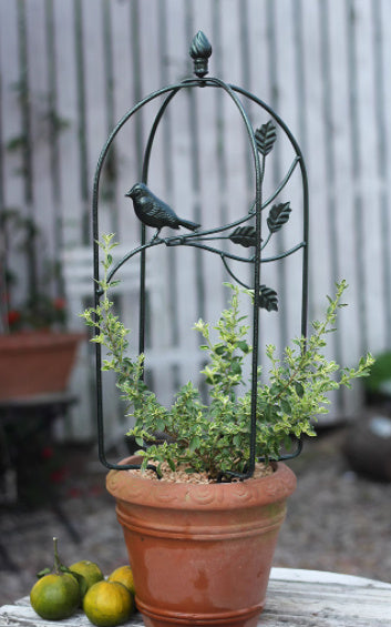 Cage à oiseaux pliante en fer avec cadre en vigne grimpante, support décoratif pour balcon et fleurs