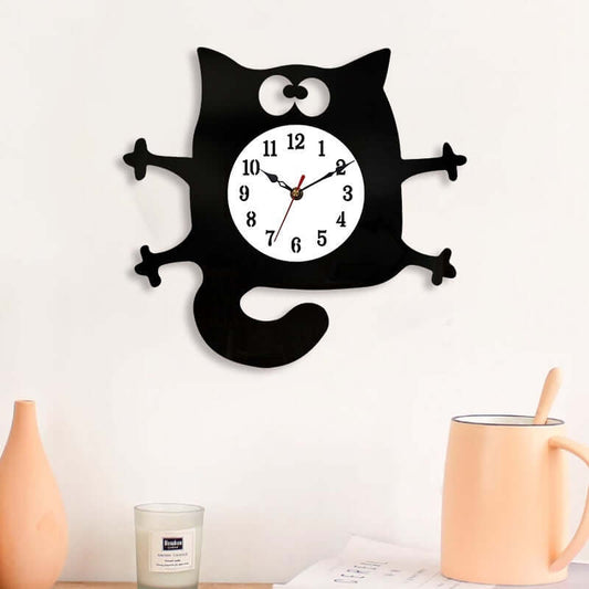 Horloge murale décorative créative en forme de chat de dessin animé mignon