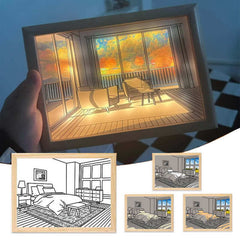 Image lumineuse LED, peinture lumineuse décorative, Style d'image de chevet, créatif et moderne, simulation du soleil, dessin, veilleuse, cadeau