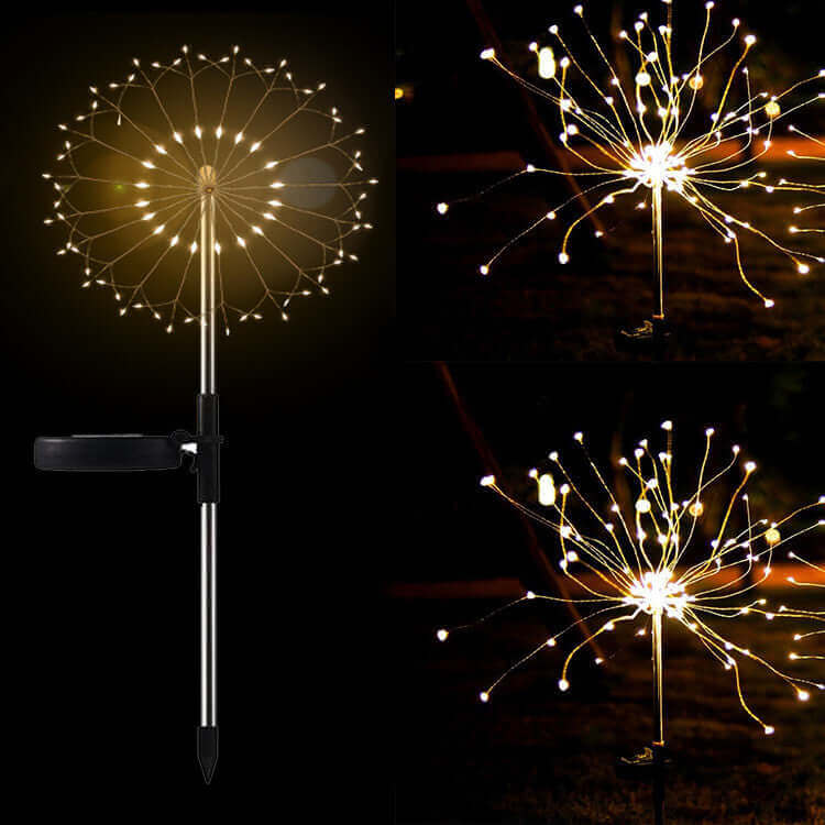 Neue Boden Stecker Solar Feuerwerk Licht LED Lichterkette Kupfer Draht Outdoor Garten Dekoration Stern Lichter Weihnachten Lichter