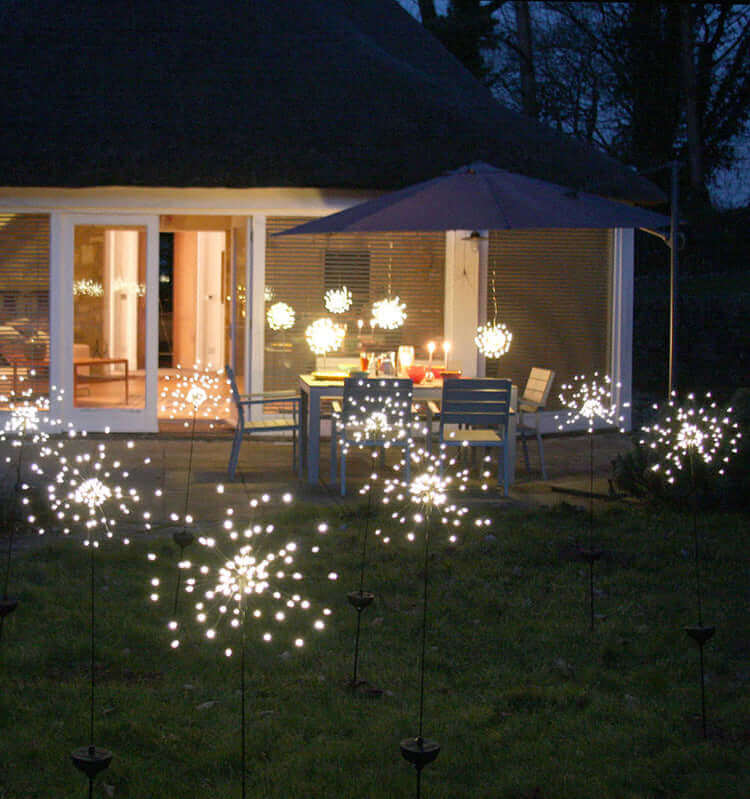 Neue Boden Stecker Solar Feuerwerk Licht LED Lichterkette Kupfer Draht Outdoor Garten Dekoration Stern Lichter Weihnachten Lichter