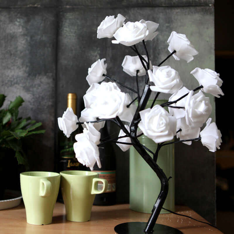 Rosen-Blumen-Lampe, USB, batteriebetrieben, LED-Tischlampe, Bonsai-Baum, Nachtlichter, Girlande, Schlafzimmer, Dekoration, Lichter, Heimdekoration